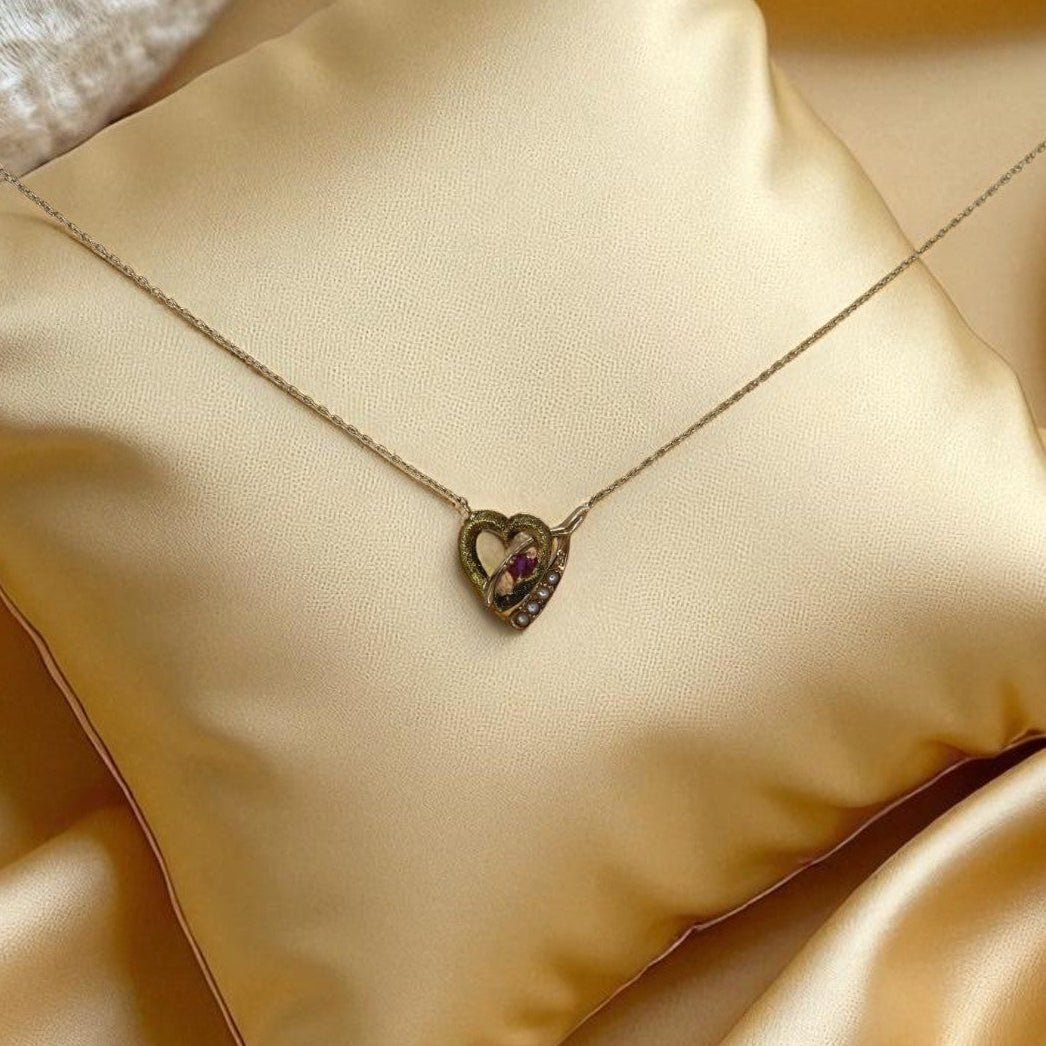 10k Gold Victorian Wishbone Necklace with Heart - Petra Star