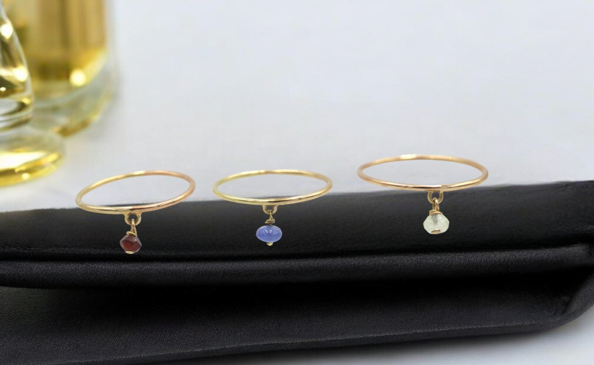 14k Gold Band with Gemstone Charm - Petra Star