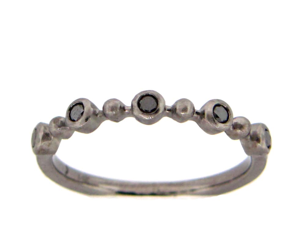 14k Gold Black Diamond Bubble Ring - Petra Star