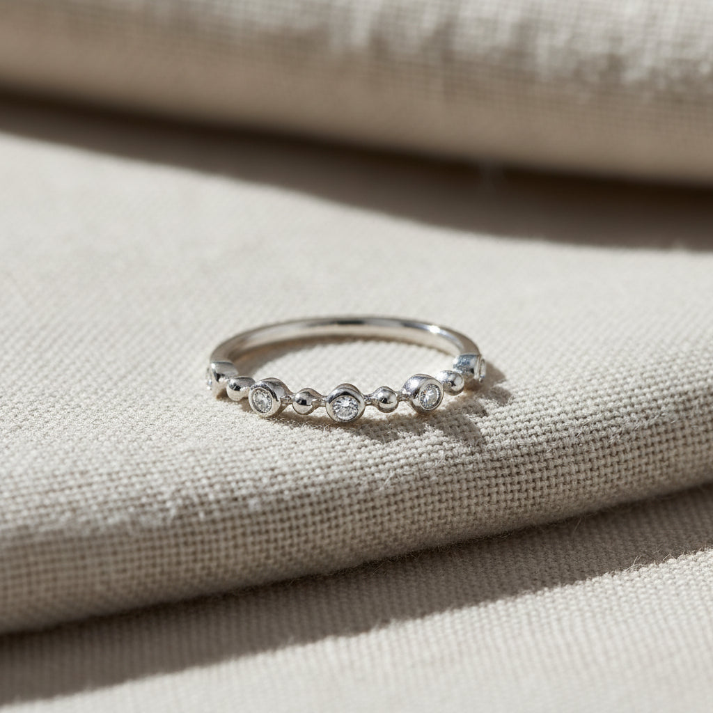 14k Gold Diamond Bubble Ring - Petra Star
