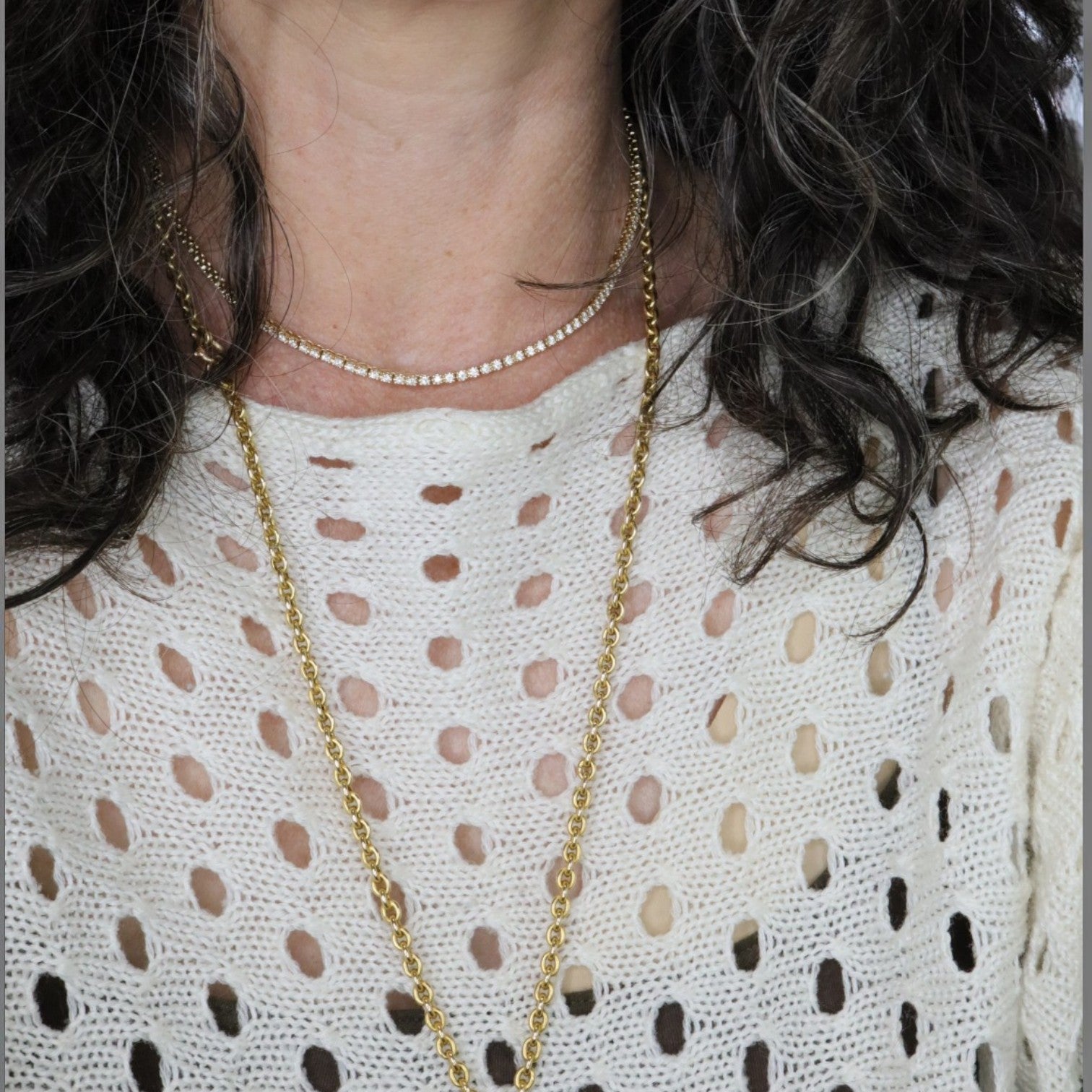 Adjustable Diamond Tennis Necklace | 1.83 CTW Shared Prong | 14K Gold Choker | Petra Star