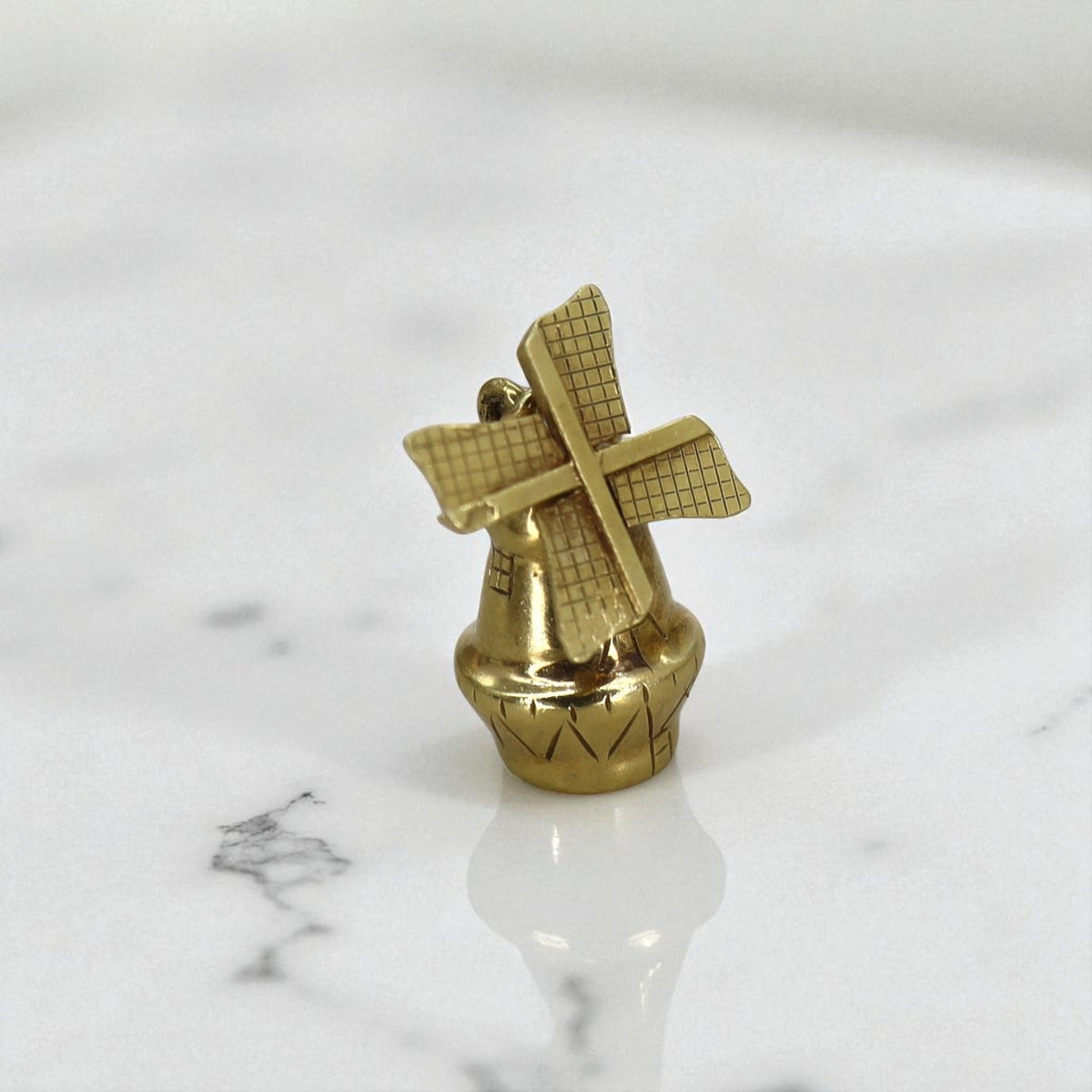 14k Gold Windmill Charm with Movable Blades - Petra Star