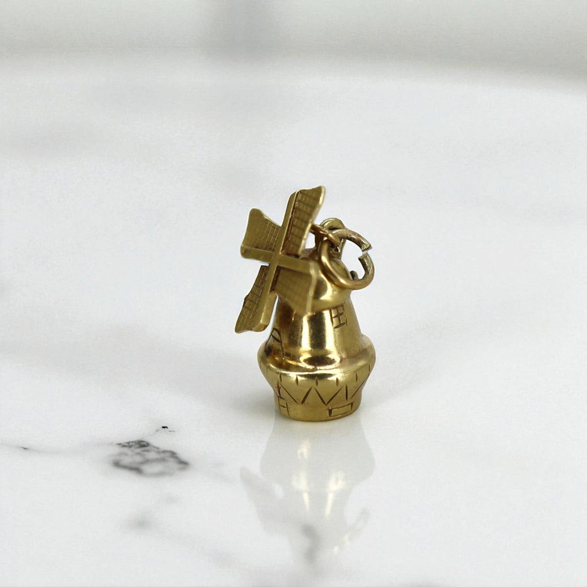 14k Gold Windmill Charm with Movable Blades - Petra Star