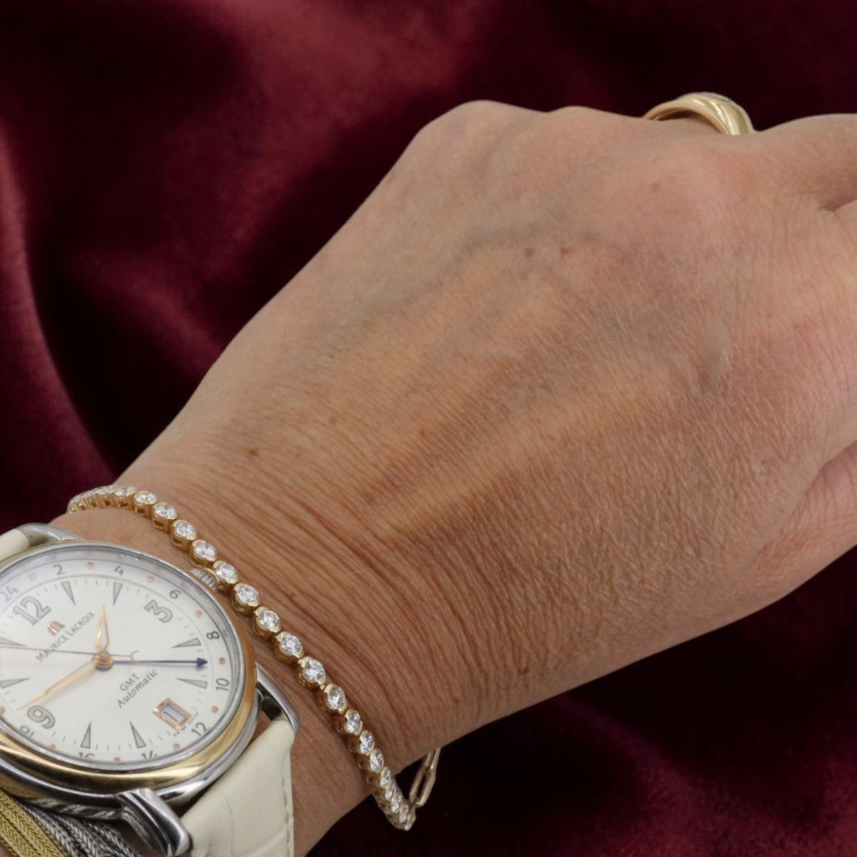Natural Diamond Bracelet 14k Yellow Gold | 2.04 ctw H/I VS | Partial Bezel Tennis Paperclip Chain