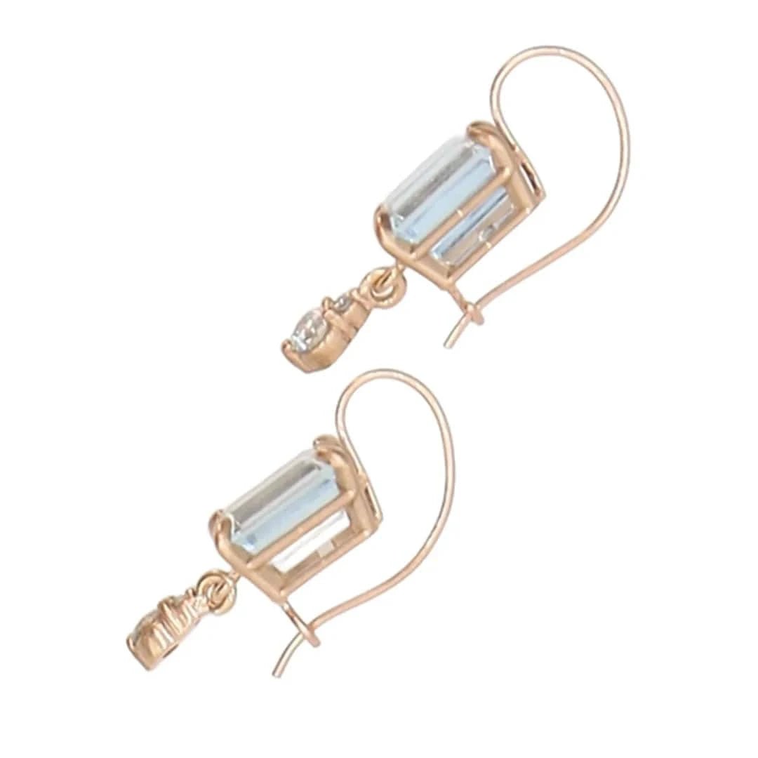 14k Rose Gold Aquamarine & Diamond Drop Earrings - Petra Star