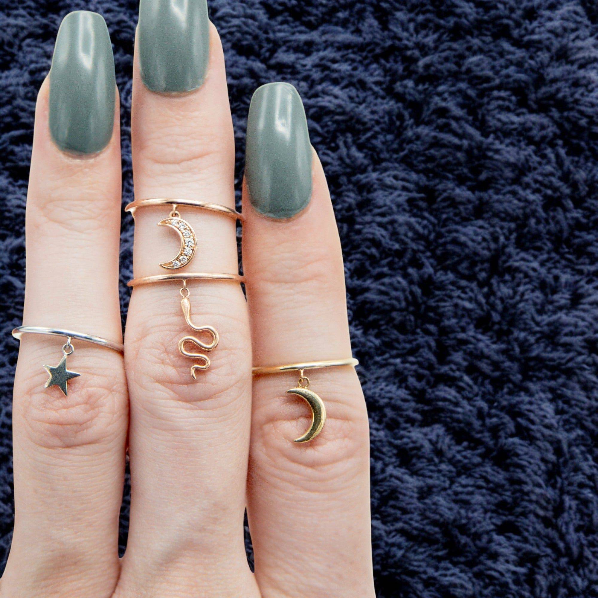 14k Solid Gold Witchy Charm Rings (Made to Order) - Petra Star