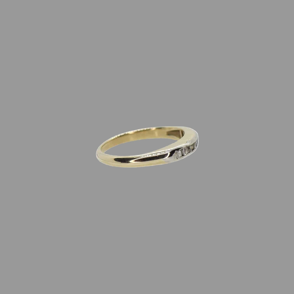 14k White & Yellow Gold Mid-Century Diamond Band - Petra Star