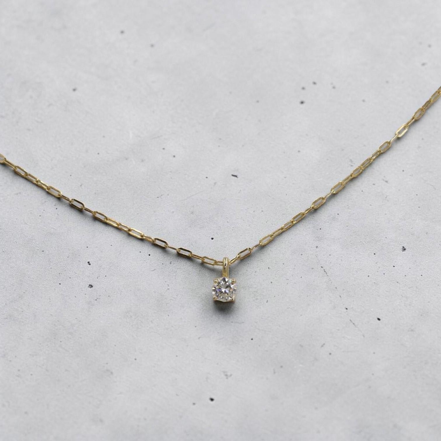 14k Yellow Gold Four-Prong Solitaire Diamond Necklace with Chain / 0.29 ct K/VS2 - Petra Star