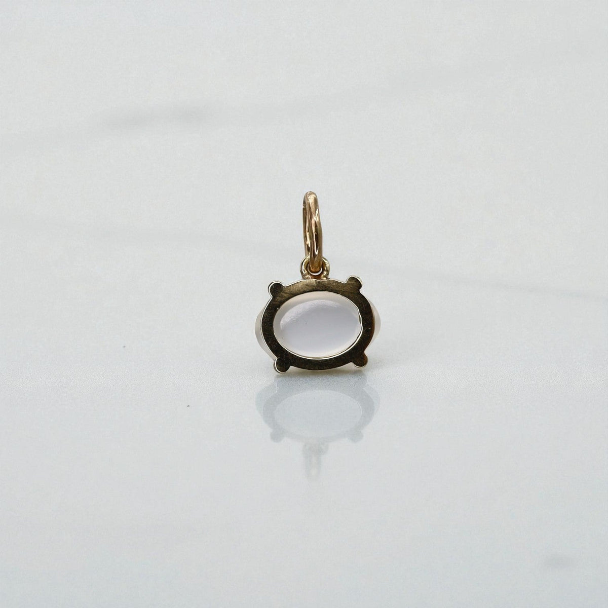 14k Yellow Gold Moonstone Pendant—3.39-ct Oval Cabochon, East-to-West Setting - Petra Star