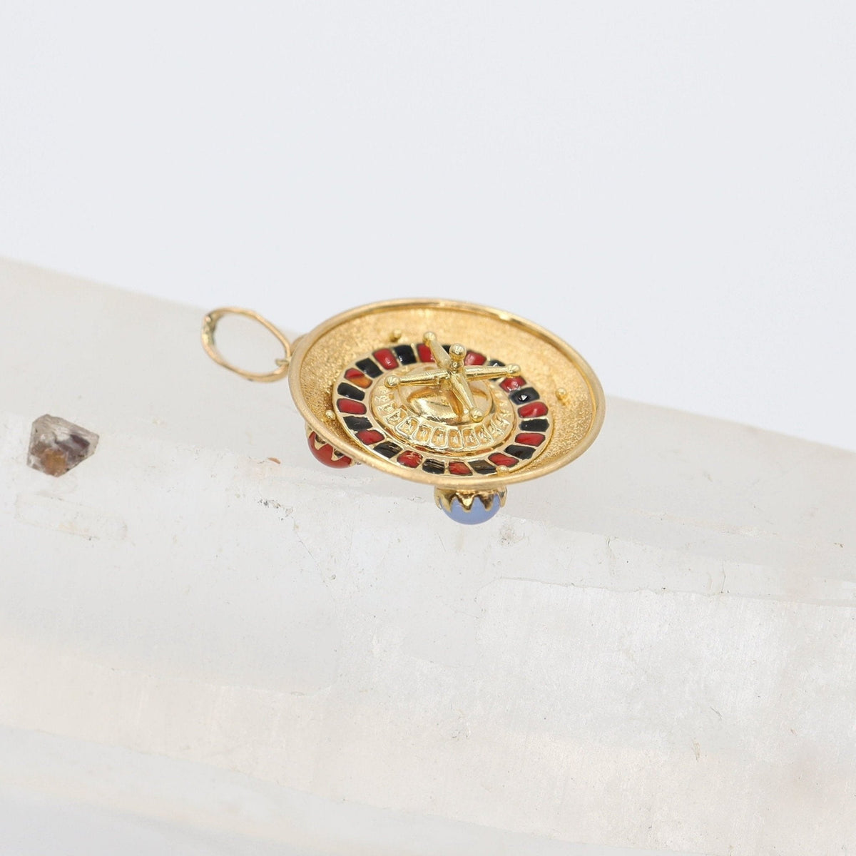 18K Vintage Moving Roulette Wheel Charm - Petra Star