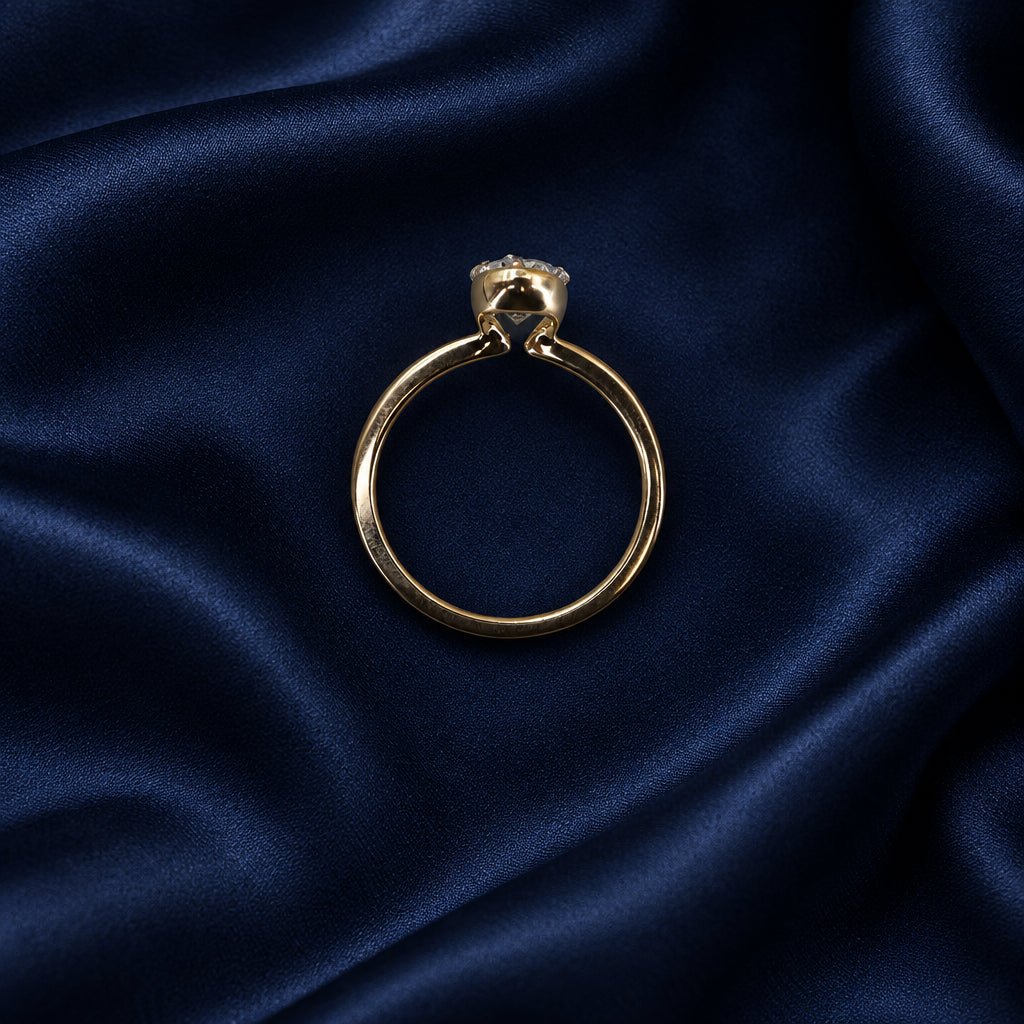 2.01 ct Oval Lab-Grown Diamond Solitaire Engagement Ring in 14k Yellow Gold, Partial Bezel, IGI, Size 7 - Petra StarEngagement Ring