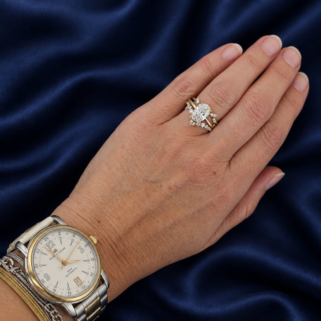 2.01 ct Oval Lab-Grown Diamond Solitaire Engagement Ring in 14k Yellow Gold, Partial Bezel, IGI, Size 7 - Petra StarEngagement Ring