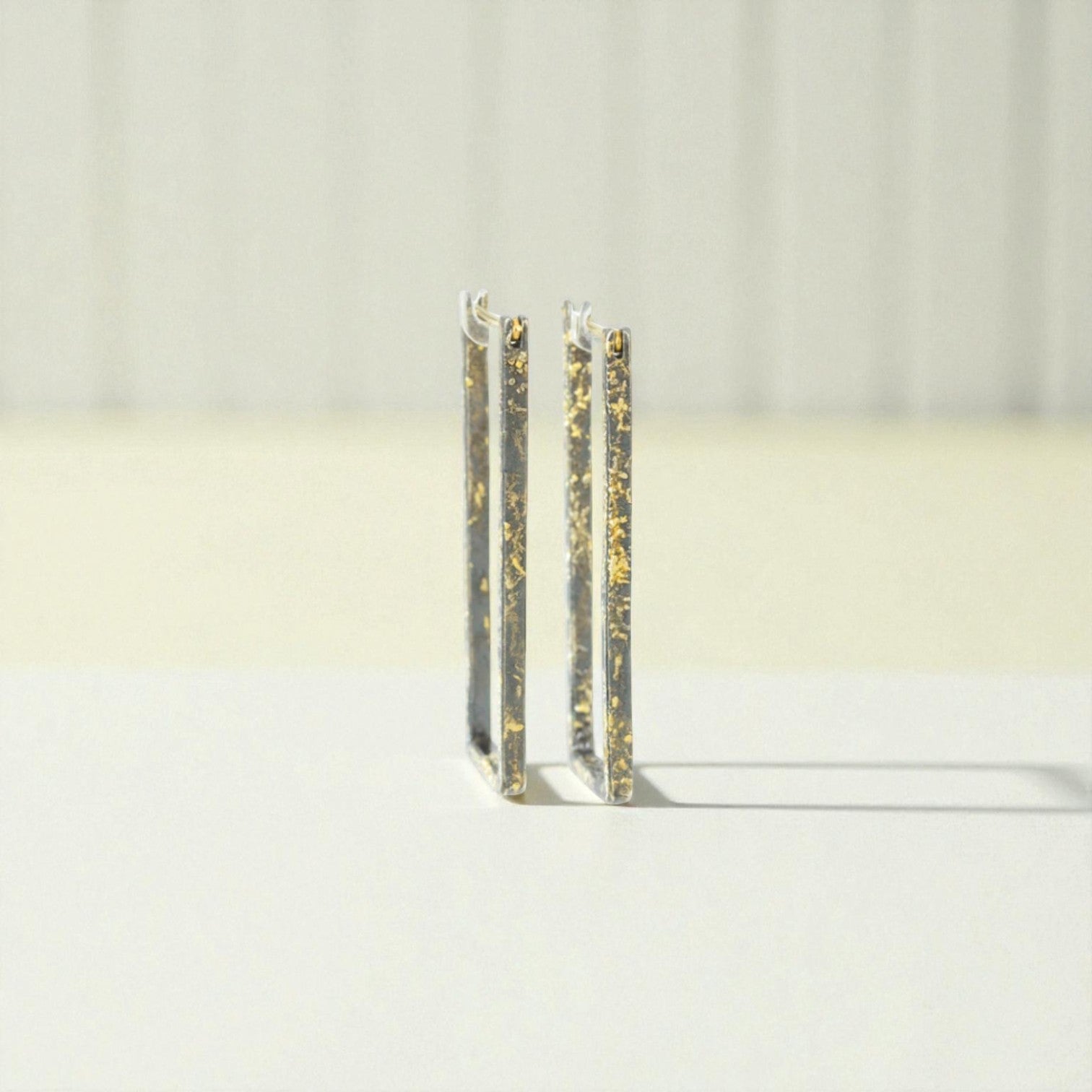 22k/18k Gold & Oxidized Silver Contemporary Hoops - Petra Star