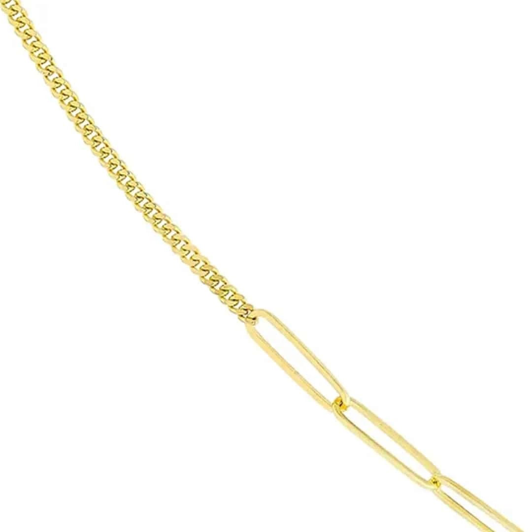 50/50 Paper Clip & Curb Split Chain - Petra Star