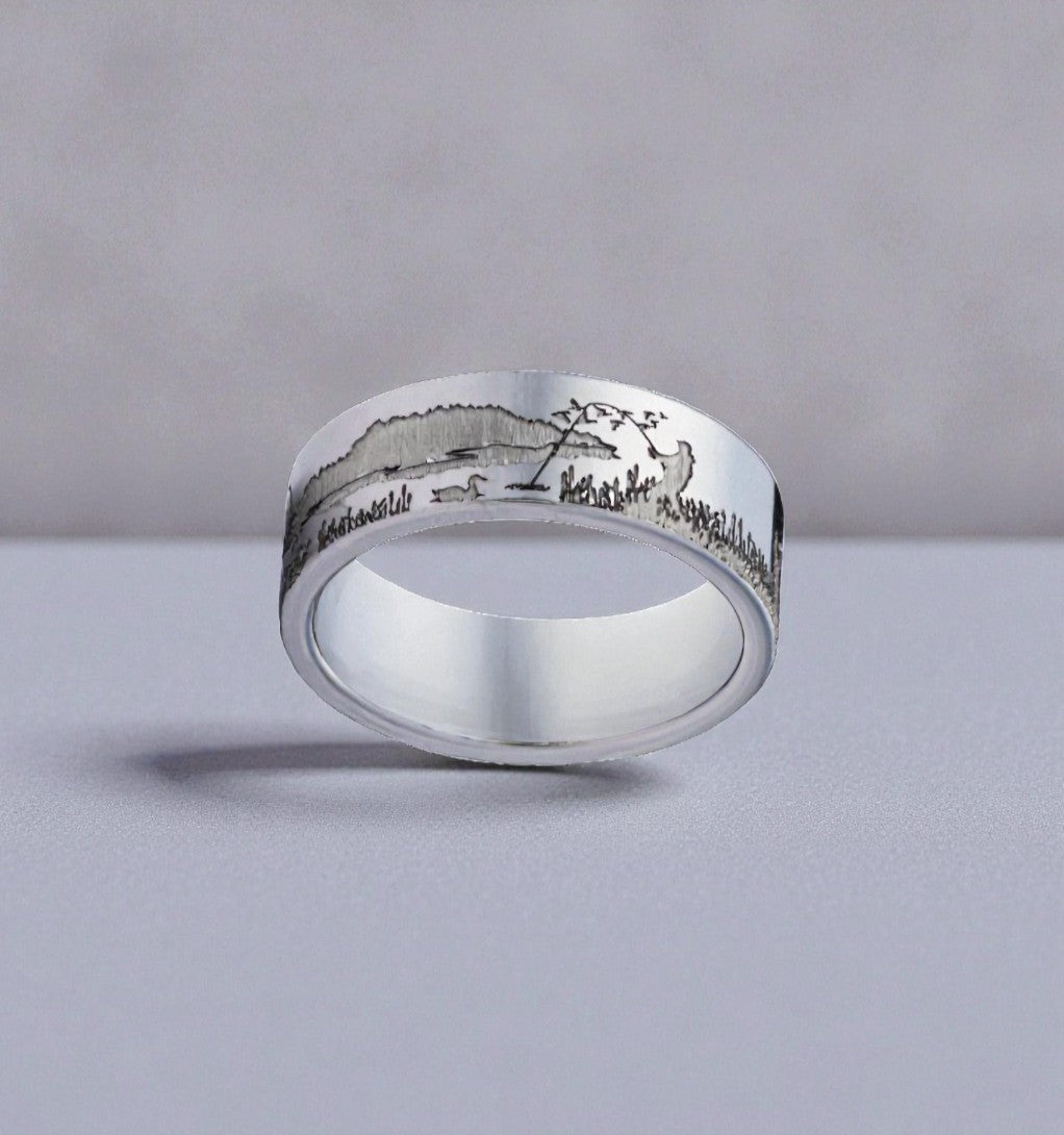 9MM Minimalist Titanium Flat Matte w/ Fishing Engraving