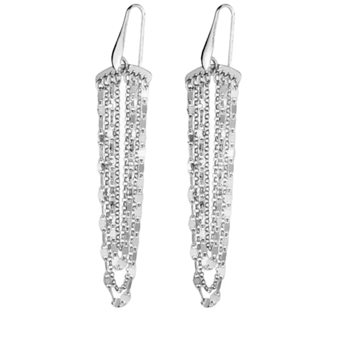 Royal Chain Multi-Sheen Earrings featuring shiny, multicolored earrings with intricate design and polished finish.