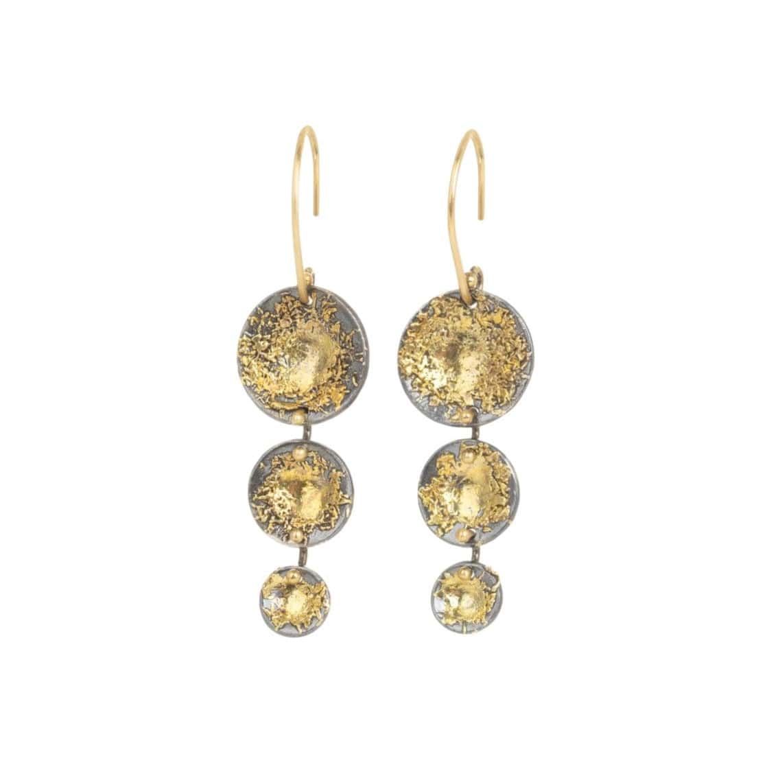 Blossom Earring Drops - 22k Gold Dust, 18k Gold + Oxidized Silver - Petra Star