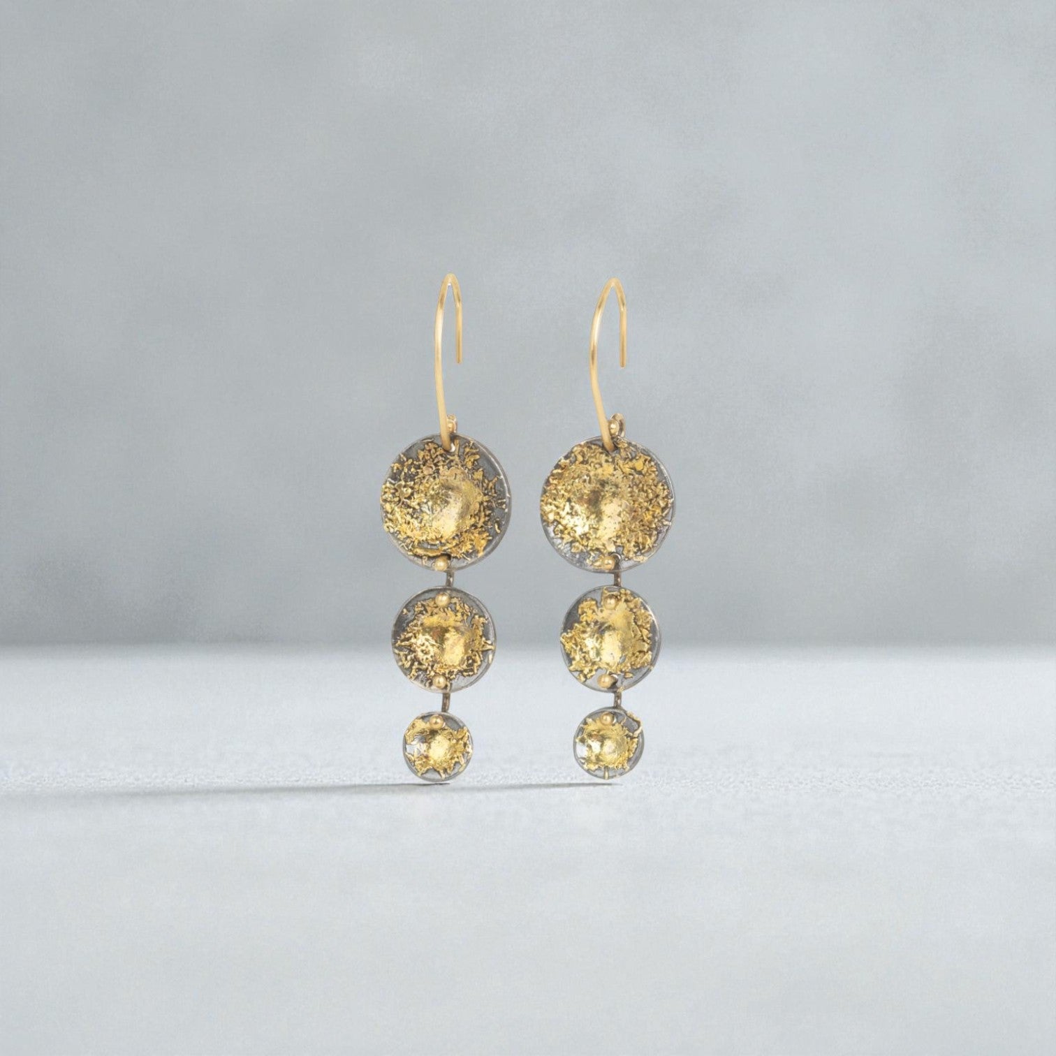 Blossom Earring Drops—22k Gold Dust, 18k Gold & Oxidized Silver - Petra Star