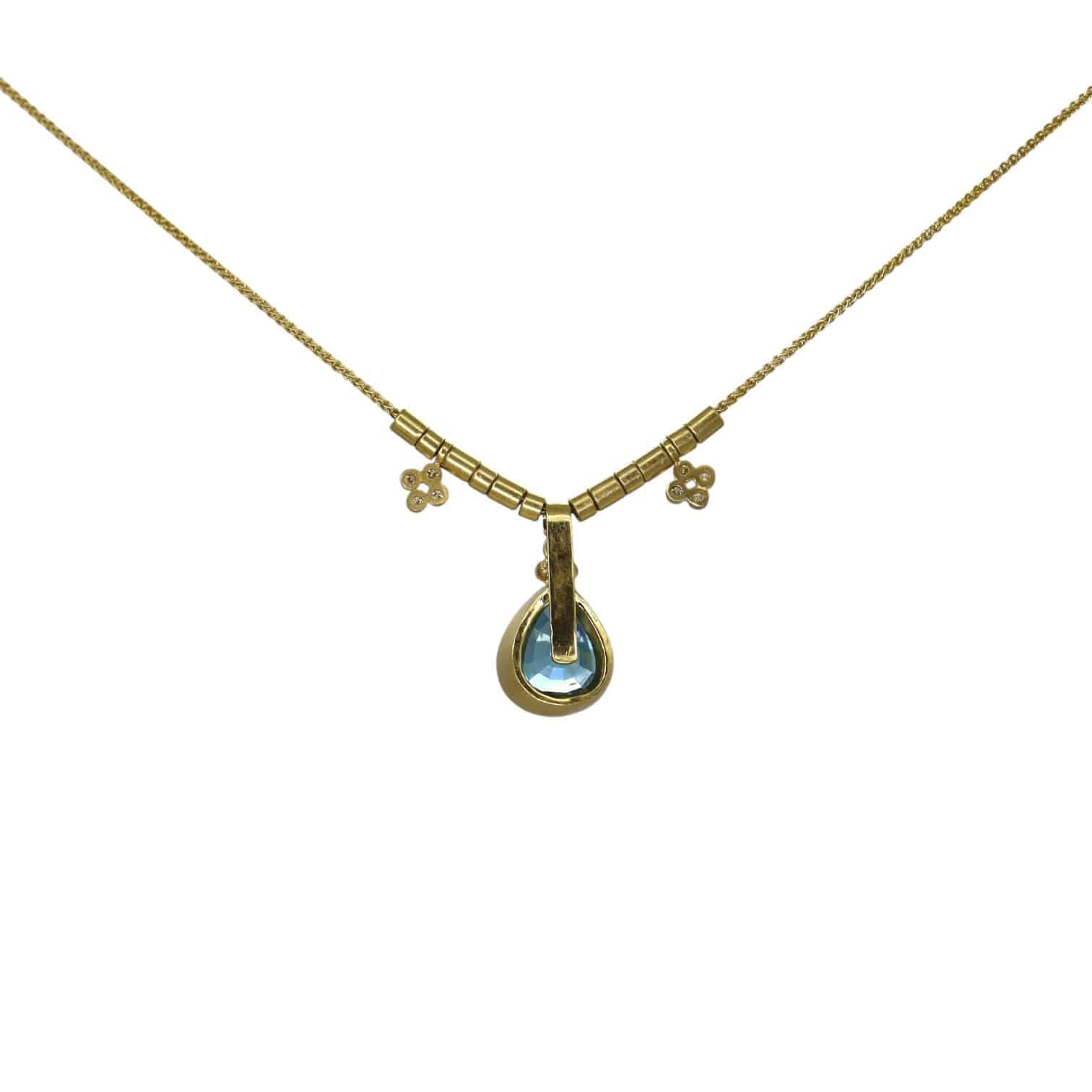 Blue Zircon and Diamond Necklace - Petra Star
