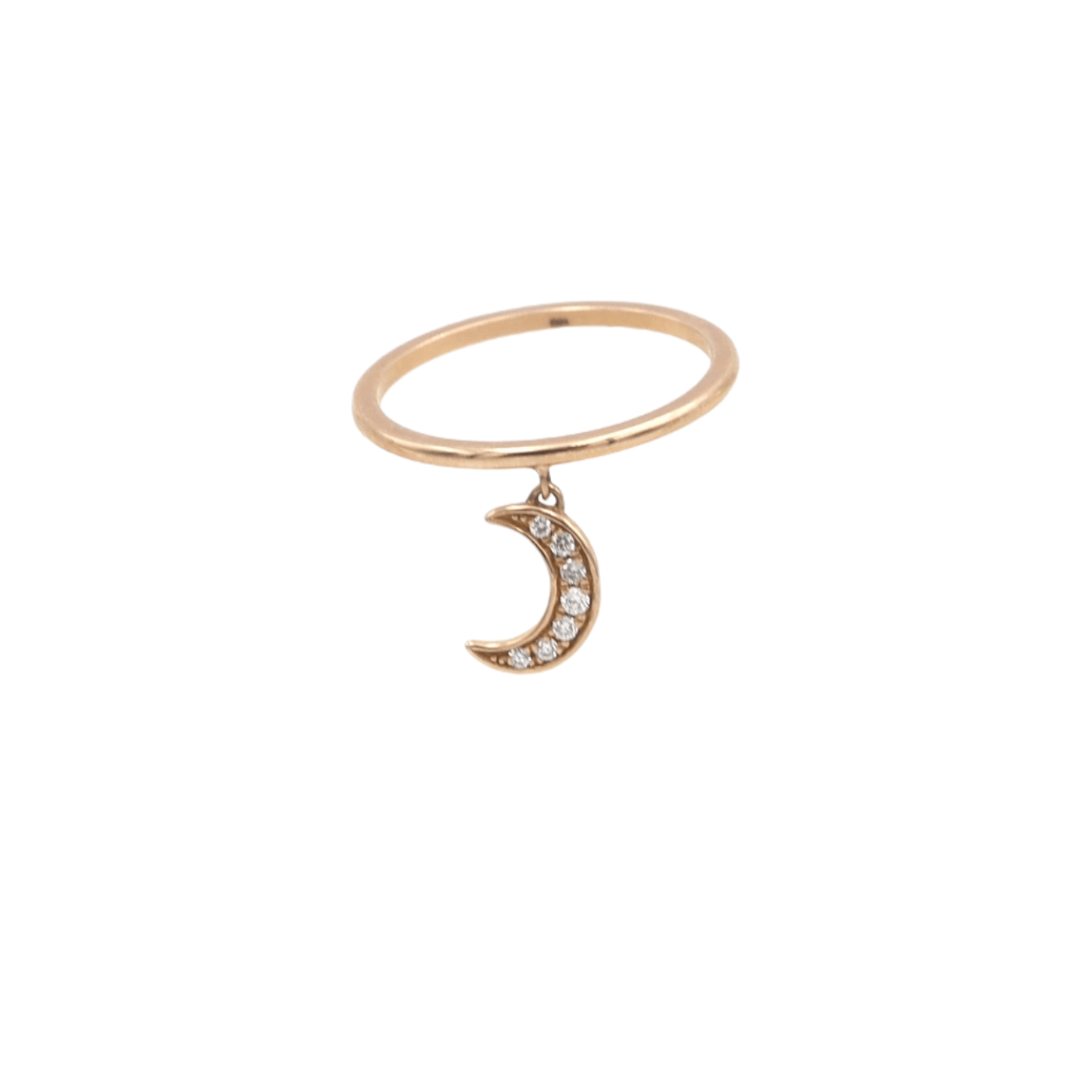 Petra Star 14k solid gold witchy charm ring featuring a crescent moon design, crafted to order.