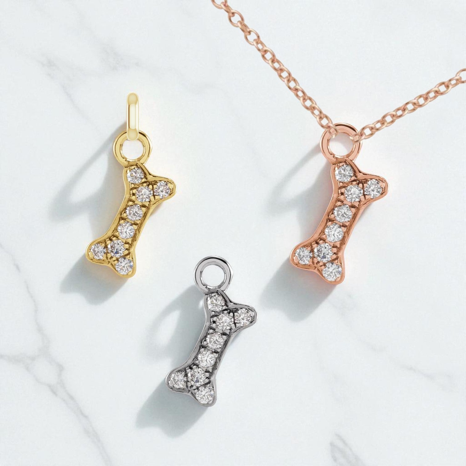 Dog Bone Diamond Charm (Supports Friends of Animals) - Petra Star
