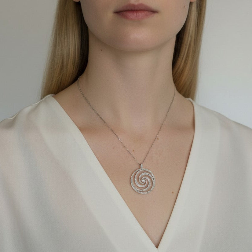 Edwardian Diamond Spiral Pendant