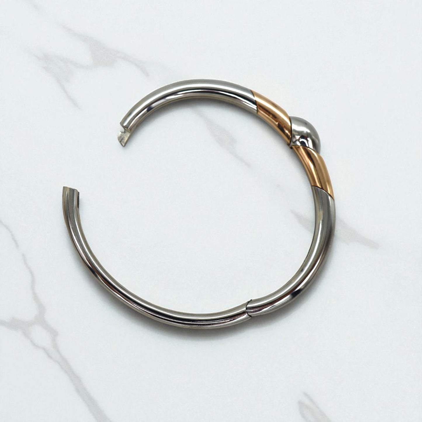 Pascal LaCroix Designer Men’s Bangle – 14k White & Rose Gold, Seamless Clasp, 60g - Petra Star