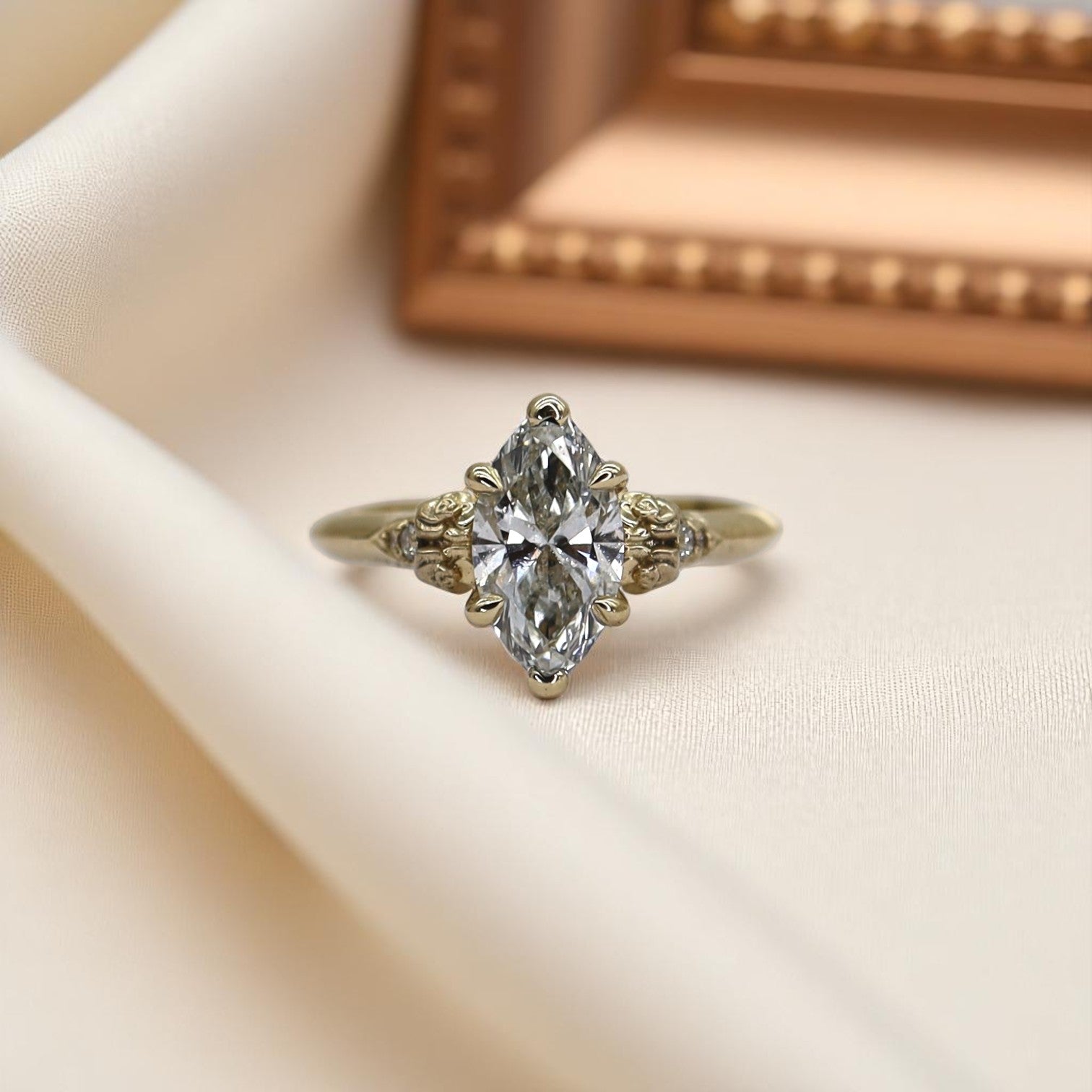 Bespoke Botanical Ring with Marquise Center - Petra Star