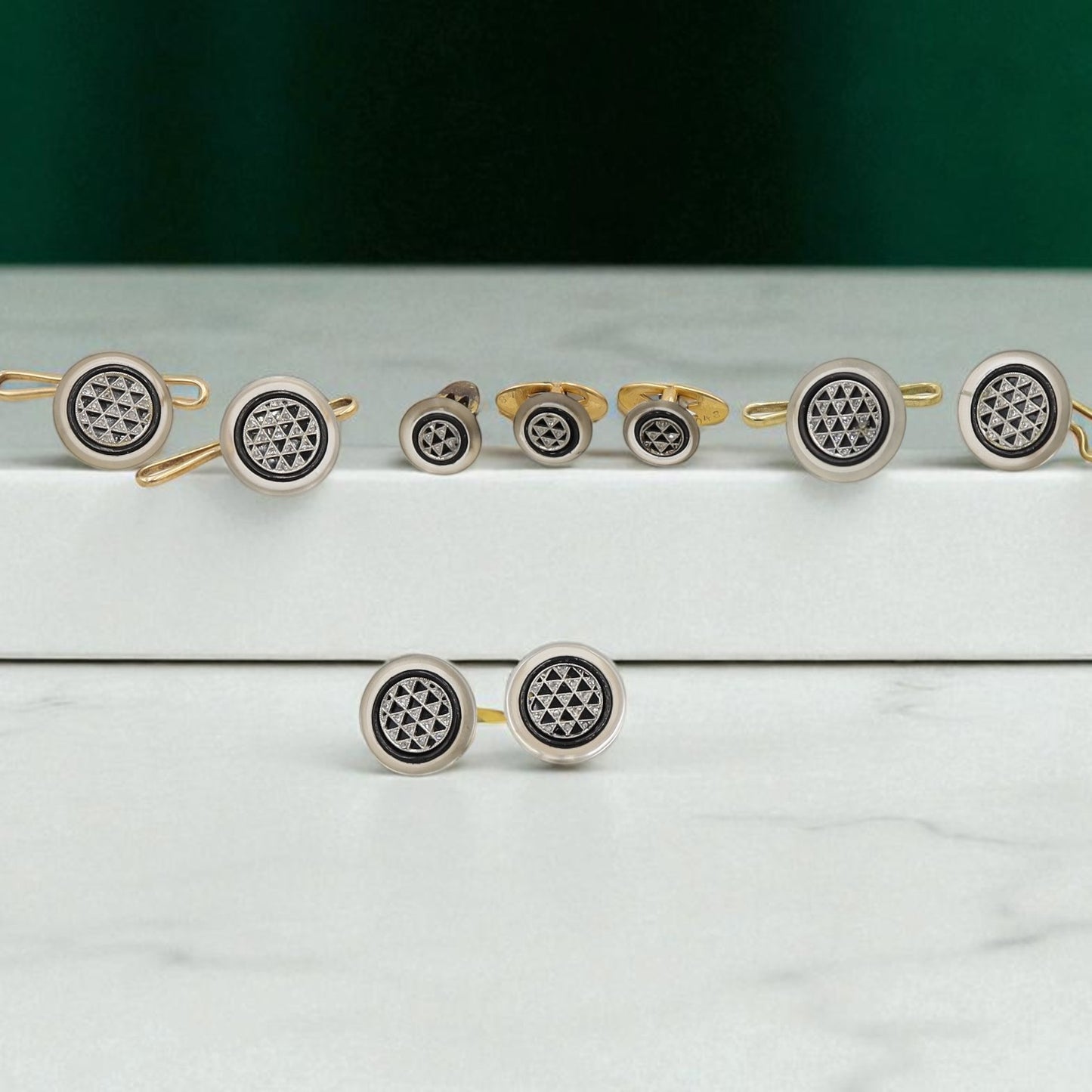 French Platinum Diamond Deco Rock Crystal Studs - Petra Star