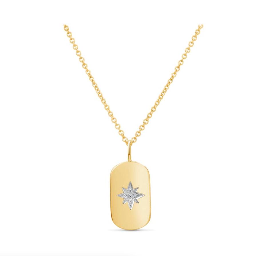 Diamond Star Tag Necklace in 14k Gold - Petra Star