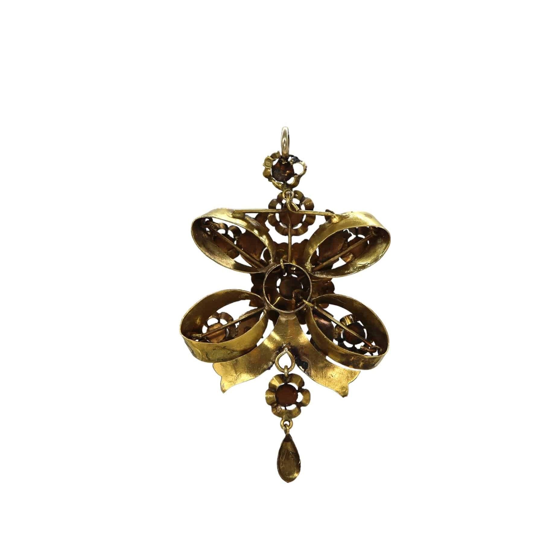 Early Victorian Pendant with Persian Turquoise in 14k Yellow Gold - Petra Star