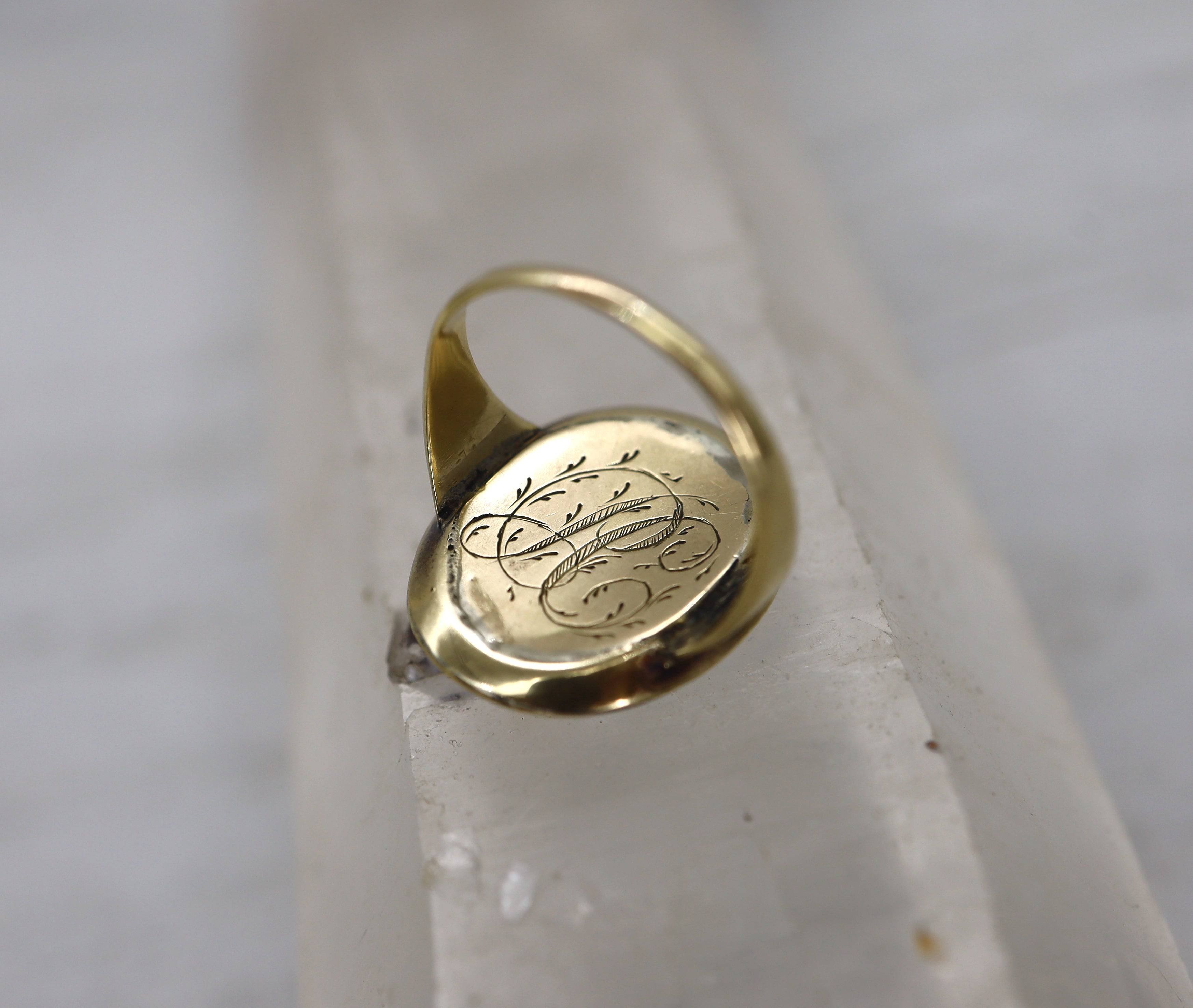 Early Victorian Blackamoor Ring Tiger's Eye Cameo in 14k Gold - Petra Star
