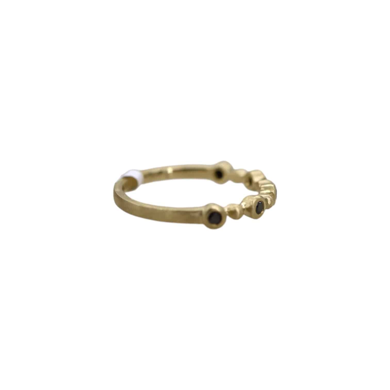 14k gold black diamond bubble ring by Dilamani, featuring a stylish design with sparkling black diamonds and smooth gold band.