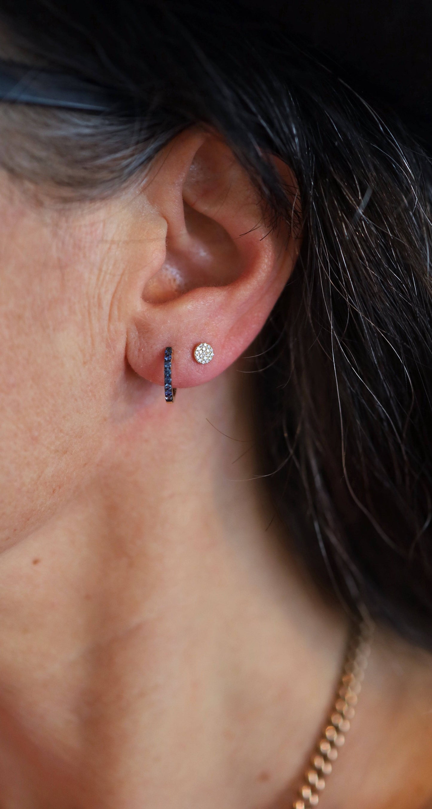 Diamond Disc Stud Earrings in 14k Gold - Petra Star