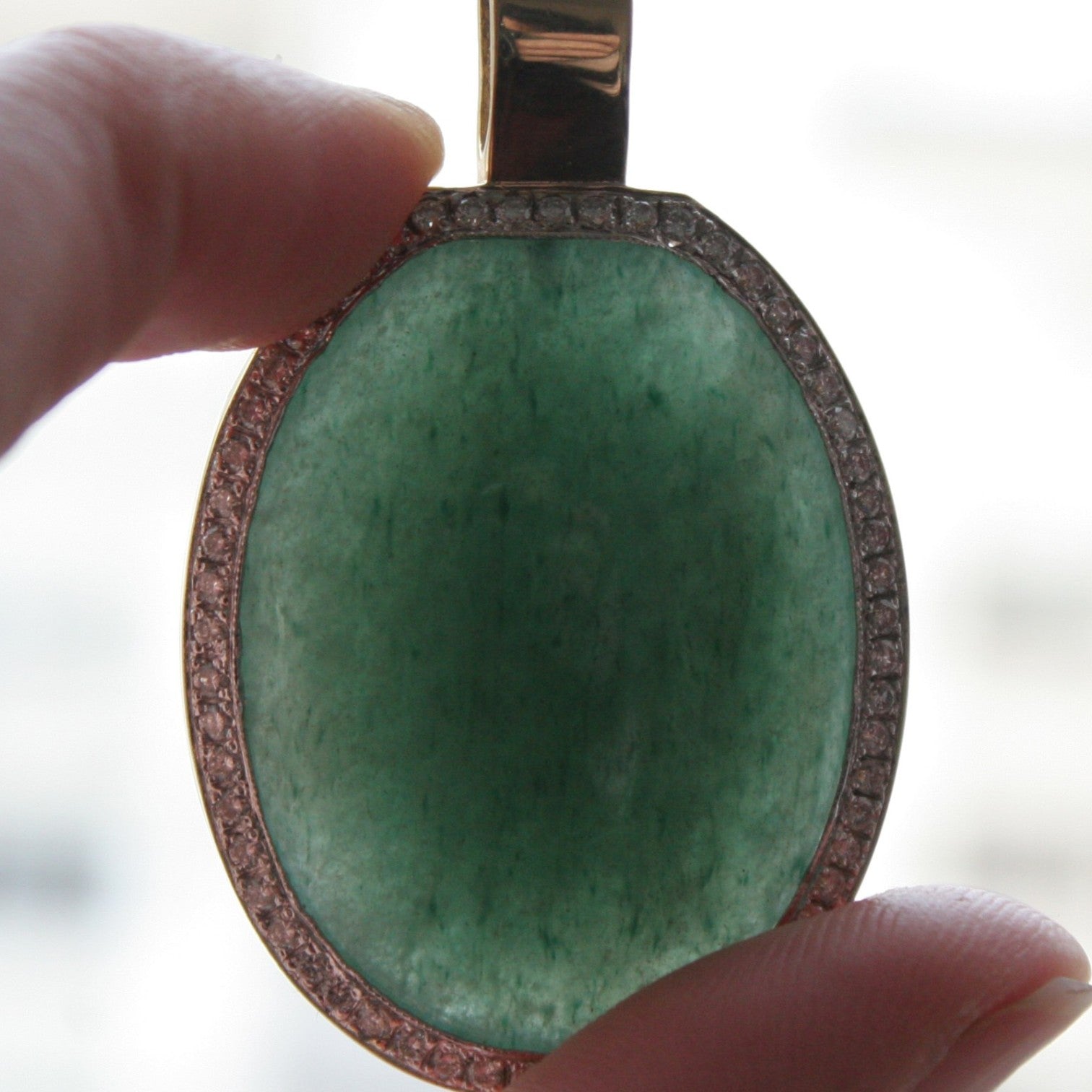 Vintage 1990s Green Beryl & Diamond Halo Pendant | 14k Two-Tone Gold | Petra Star