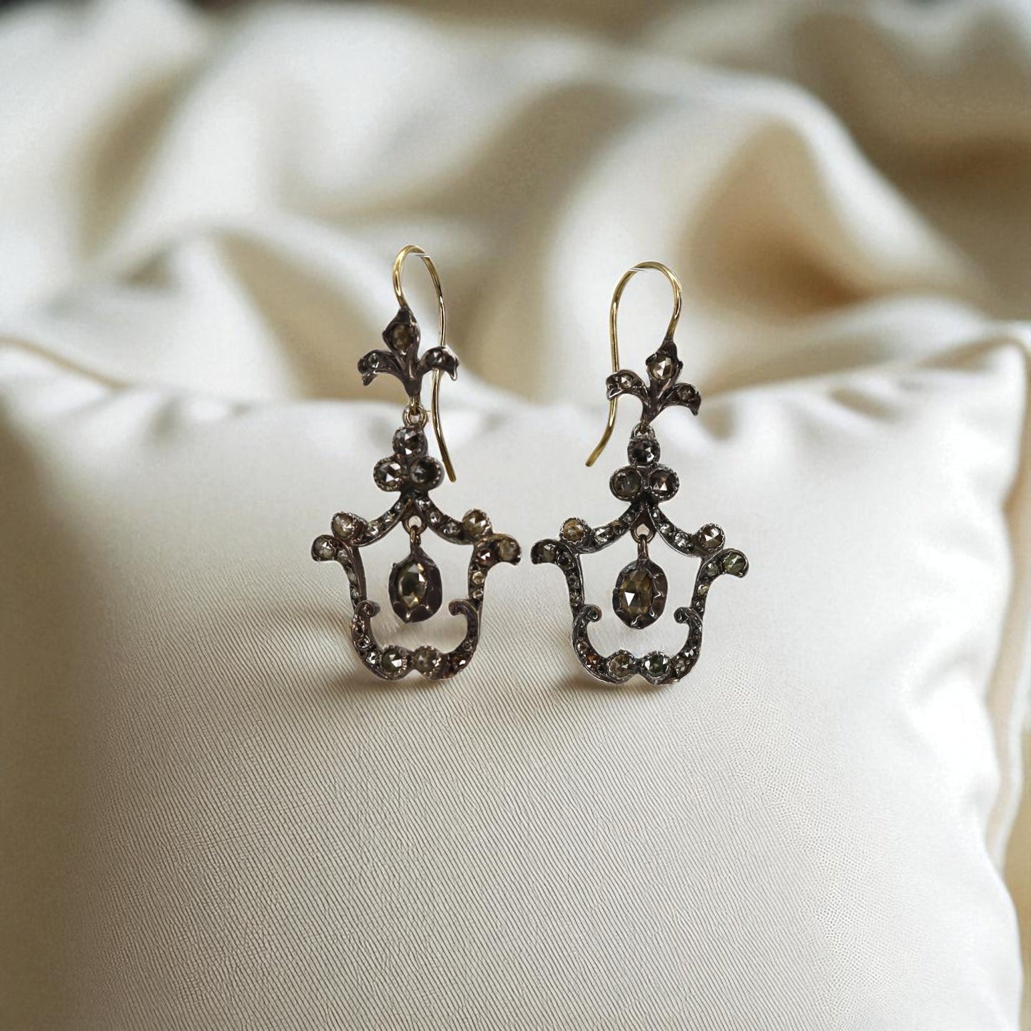 Georgian Style Diamond Drop Earrings - Petra Star