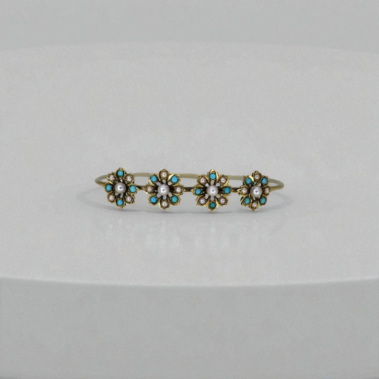 Art Nouveau Flower Bangle Bracelet - Petra Star