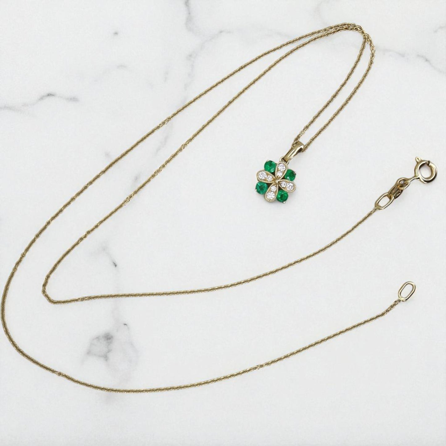 Vintage Emerald + Diamond Necklace - Petra Star