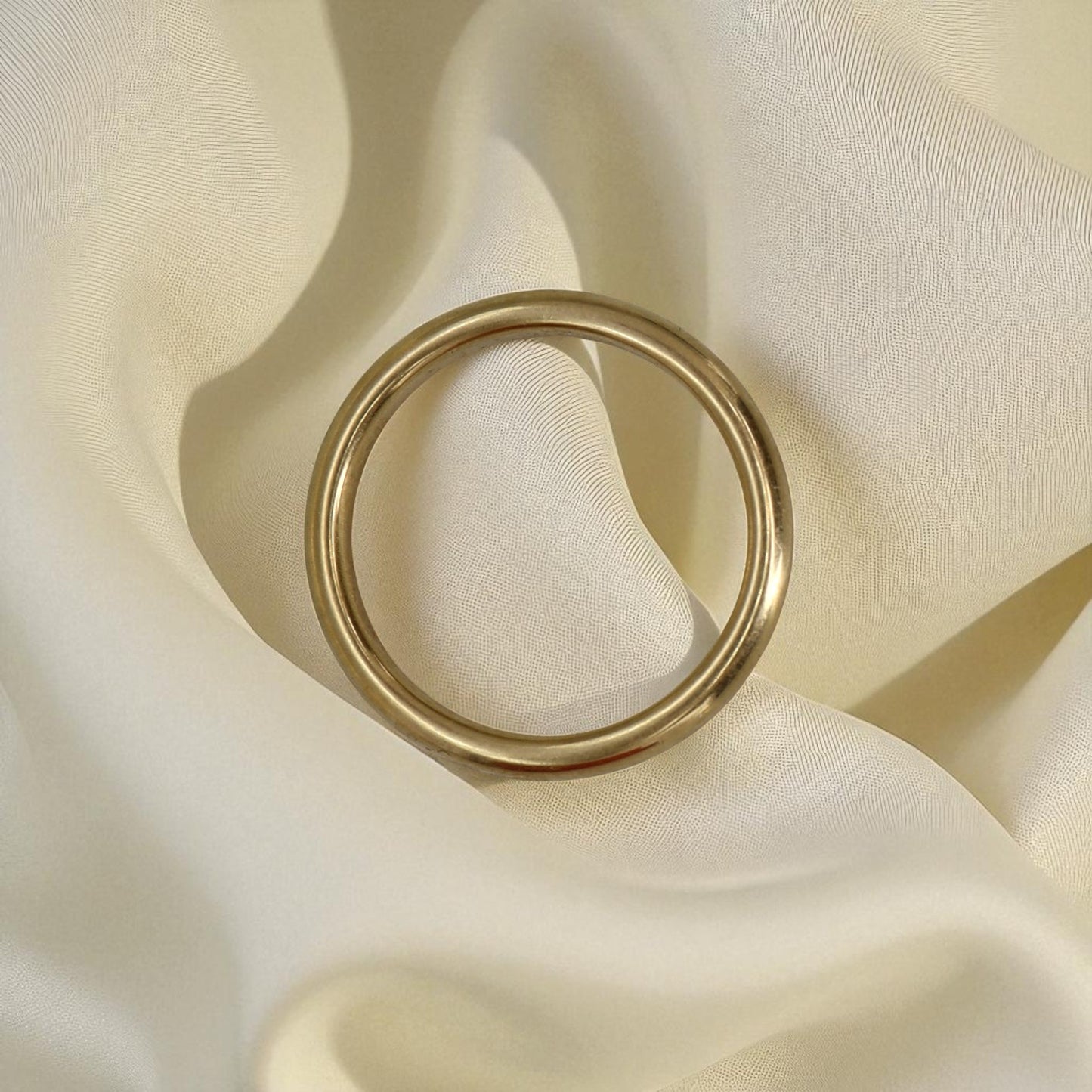 18k Gold Band Ring – Buttery Yellow Gold, 3mm Wide, Vintage-Heavy Tube Style - Petra Star