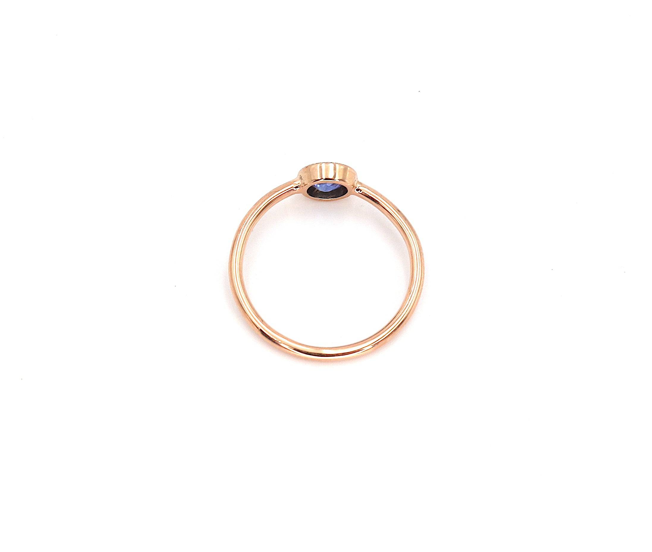 Coin Edged Sapphire Ring /Minimalist Solitaire / 14k Gold Sapphire Ring Bezel Se - Petra Star