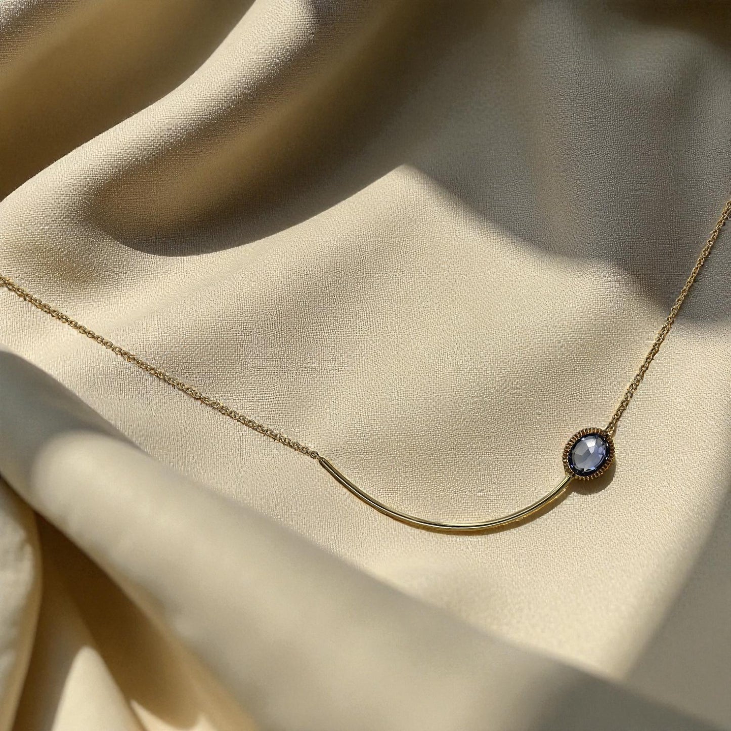 Sapphire Charm Holder Necklace in 14k Yellow Gold