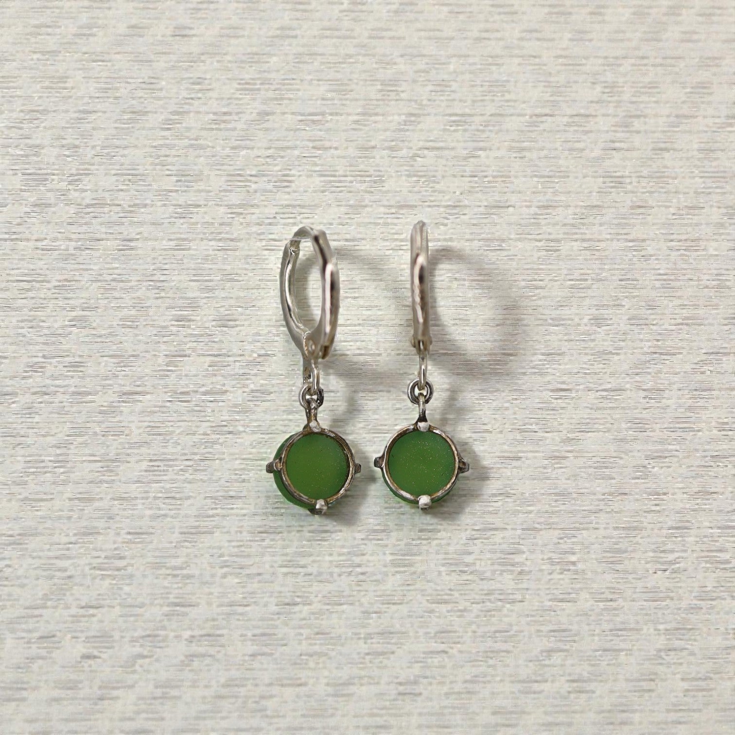 Art Deco Chrysoprase & Silver Drop Earrings - Petra Star