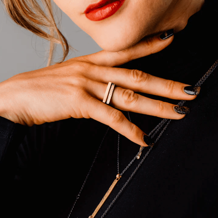 Slice Stacking Rings - 18k Gold, Oxidized Silver + Reclaimed Brilliant Diamonds - Petra Star