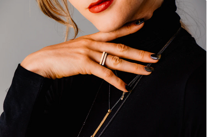 Slice Stacking Rings - 18k Gold, Oxidized Silver + Reclaimed Brilliant Diamonds