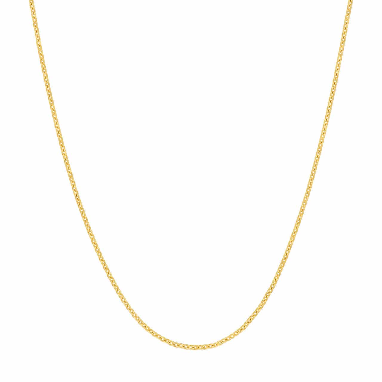 18k gold cable chain by Midas, close-up of the elegant, shiny gold chain with interconnected oval links.