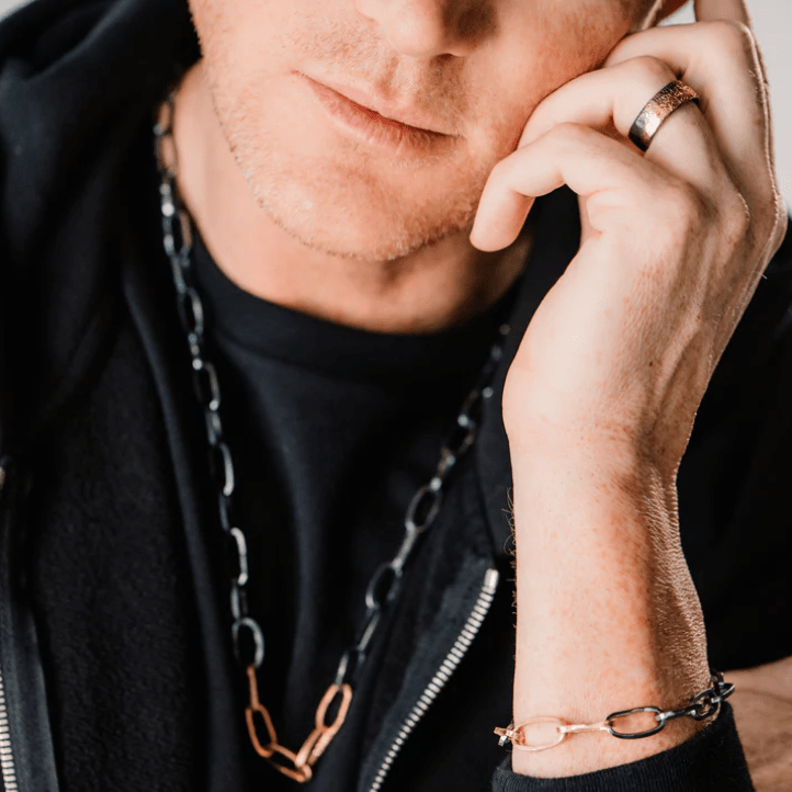 Black + Gold Chain Bracelet - 22k/18k gold, Oxidized Silver - Petra Star