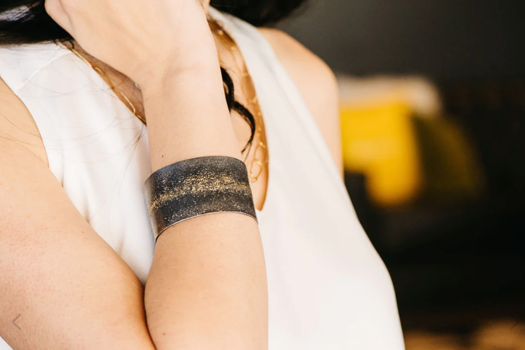 Starry Night Cuff - 22k Gold Fused with Oxidized Silver