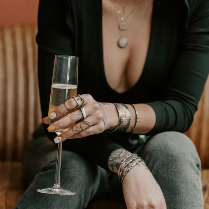 Slice Stacking Rings - 18k Gold, Oxidized Silver + Reclaimed Brilliant Diamonds - Petra Star