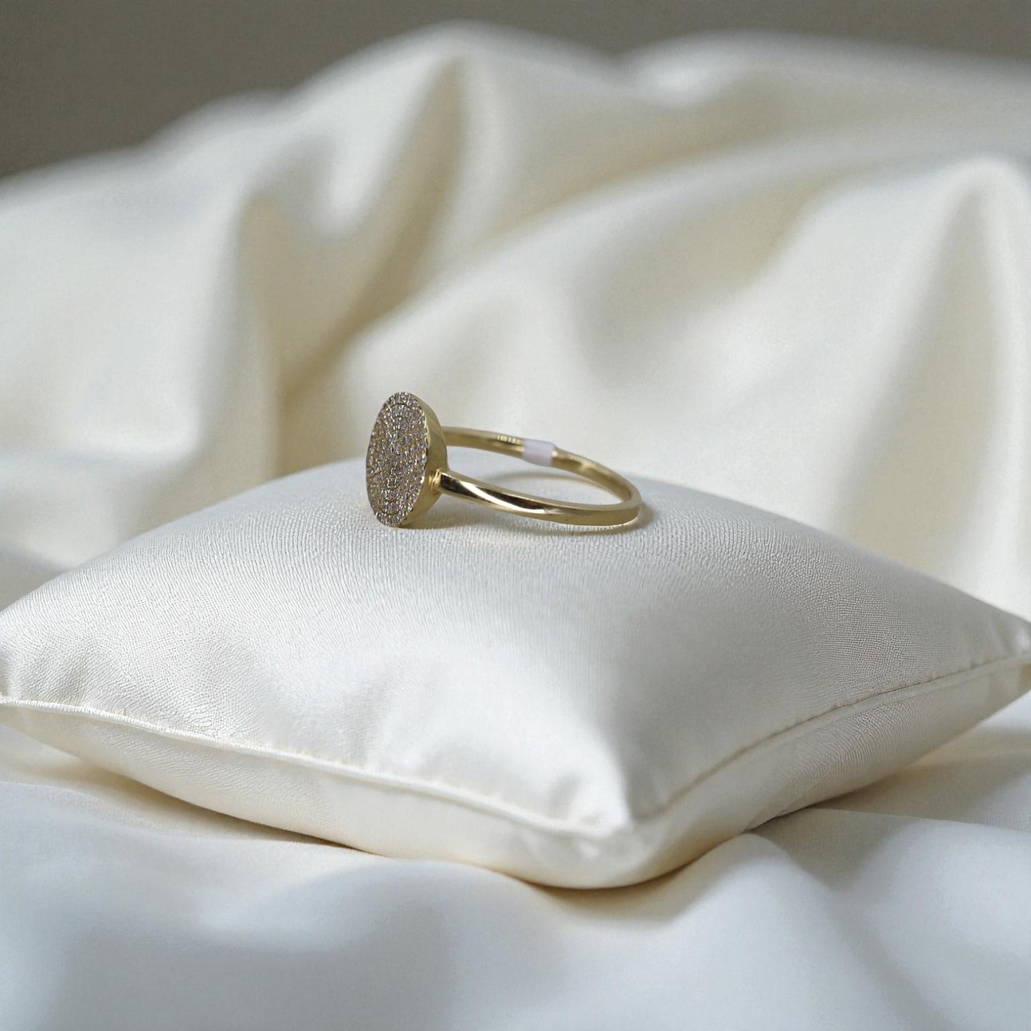 Diamond Pave Disc Ring in 14k Yellow Gold