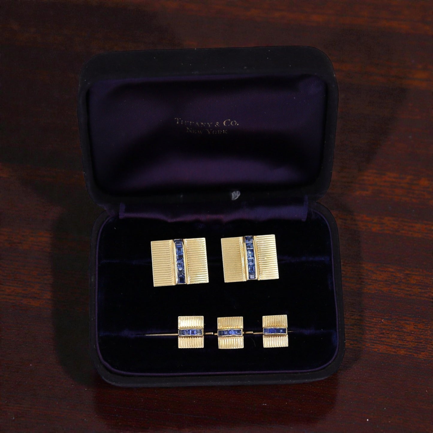 Retro Sapphire Cufflink Tuxedo Set - Petra Star
